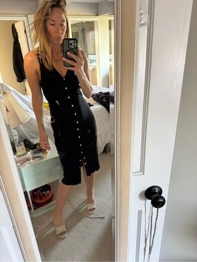rag & bone Black snap front V-Neck Midi Dress